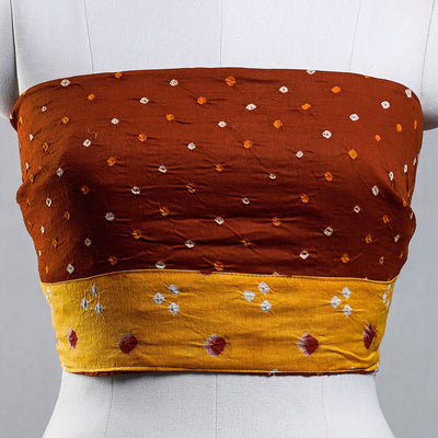 Brown - Bandhani Tie-Dye Cotton Blouse Piece