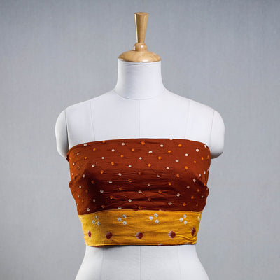 Brown - Bandhani Tie-Dye Cotton Blouse Piece