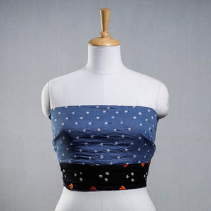 Blue - Bandhani Tie-Dye Cotton Blouse Piece
