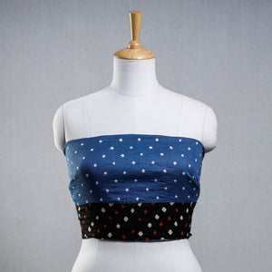 Blue - Bandhani Tie-Dye Cotton Blouse Piece