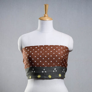 Brown - Bandhani Tie-Dye Cotton Blouse Piece