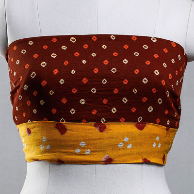Brown - Rangoli Bandhani Tie-Dye Cotton Blouse Piece