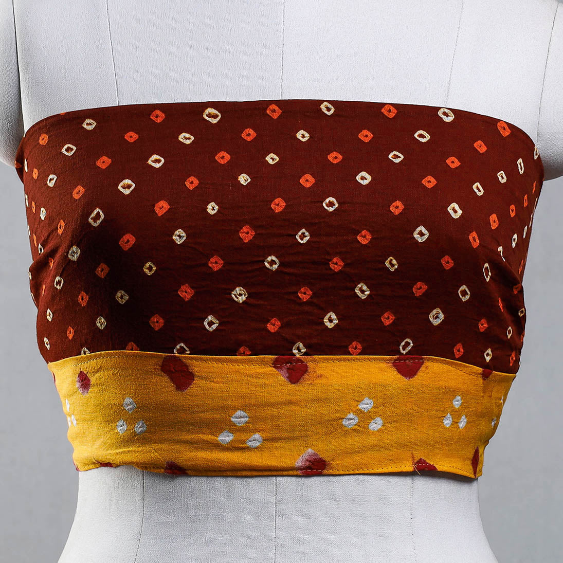 Brown - Rangoli Bandhani Tie-Dye Cotton Blouse Piece