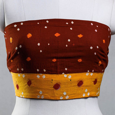 Brown - Rangoli Bandhani Tie-Dye Cotton Blouse Piece