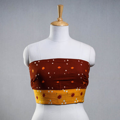 Brown - Rangoli Bandhani Tie-Dye Cotton Blouse Piece