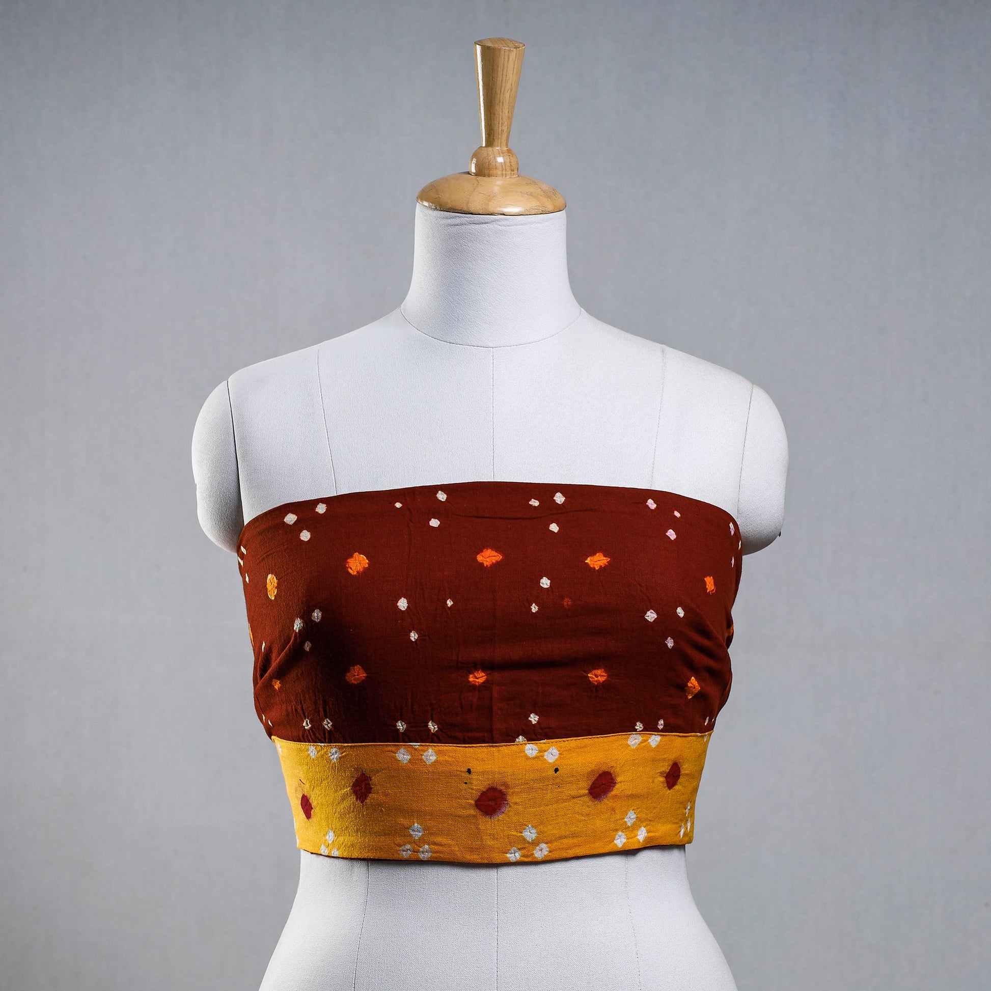 Brown - Rangoli Bandhani Tie-Dye Cotton Blouse Piece