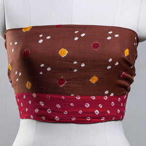 Brown - Rangoli Bandhani Tie-Dye Cotton Blouse Piece