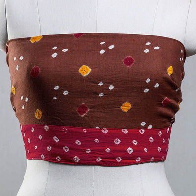 Brown - Rangoli Bandhani Tie-Dye Cotton Blouse Piece