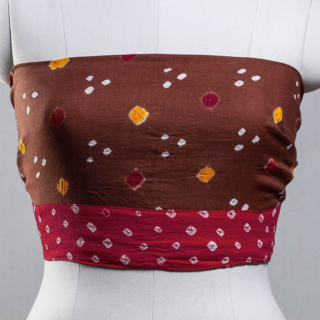 Brown - Rangoli Bandhani Tie-Dye Cotton Blouse Piece