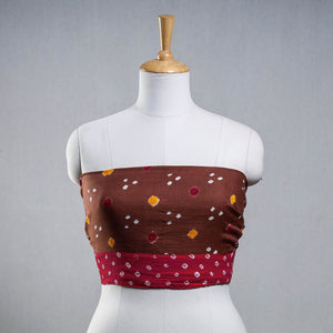 Brown - Rangoli Bandhani Tie-Dye Cotton Blouse Piece