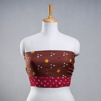 Brown - Rangoli Bandhani Tie-Dye Cotton Blouse Piece