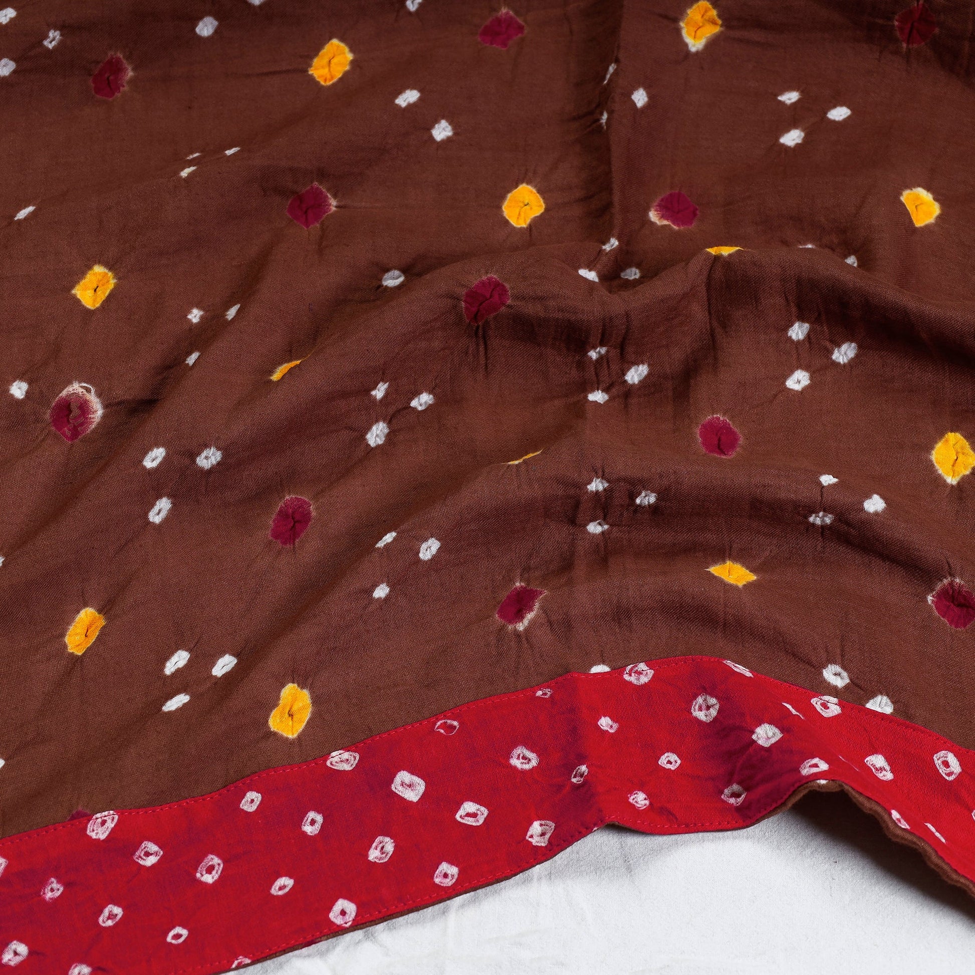 Brown - Rangoli Bandhani Tie-Dye Cotton Blouse Piece