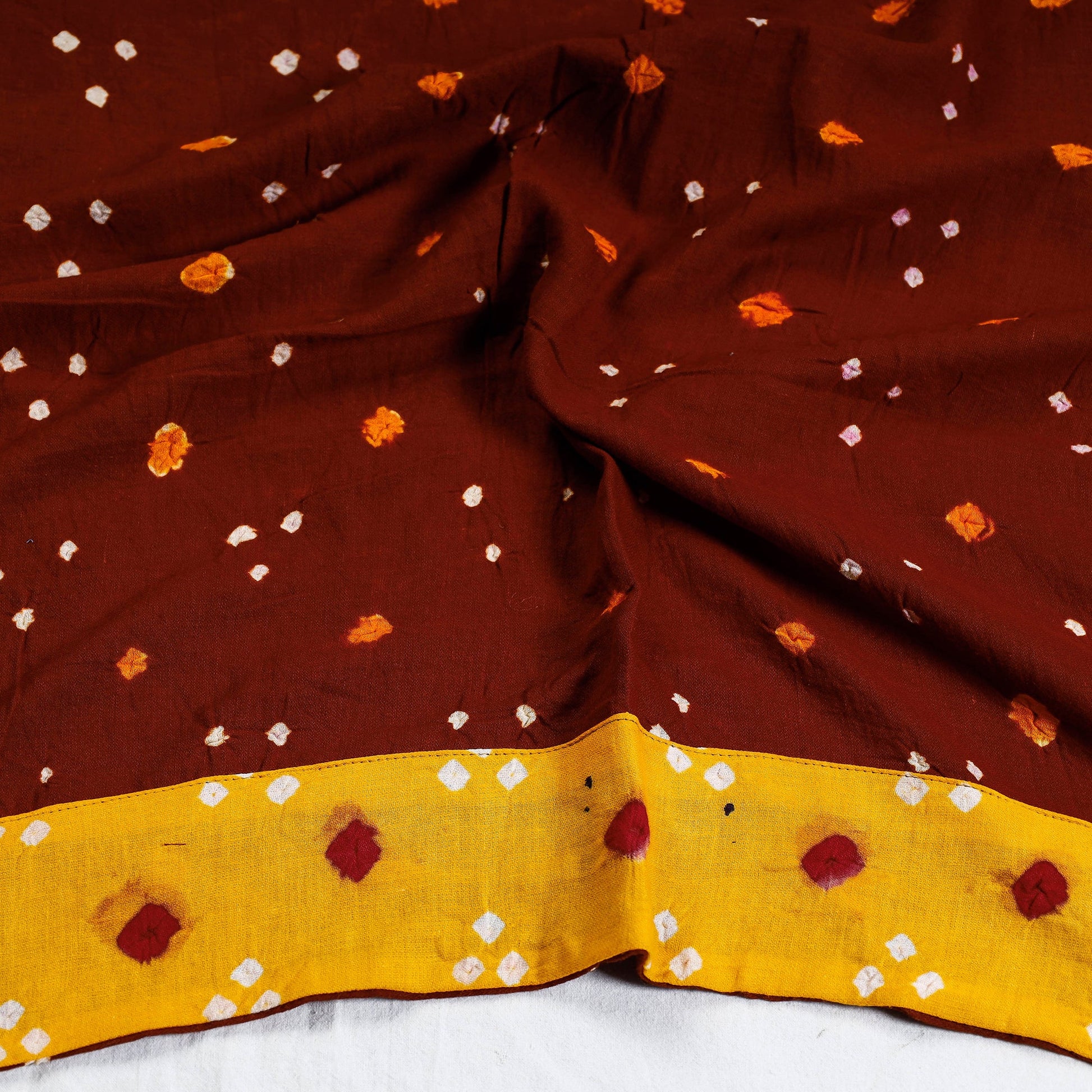 Brown - Rangoli Bandhani Tie-Dye Cotton Blouse Piece