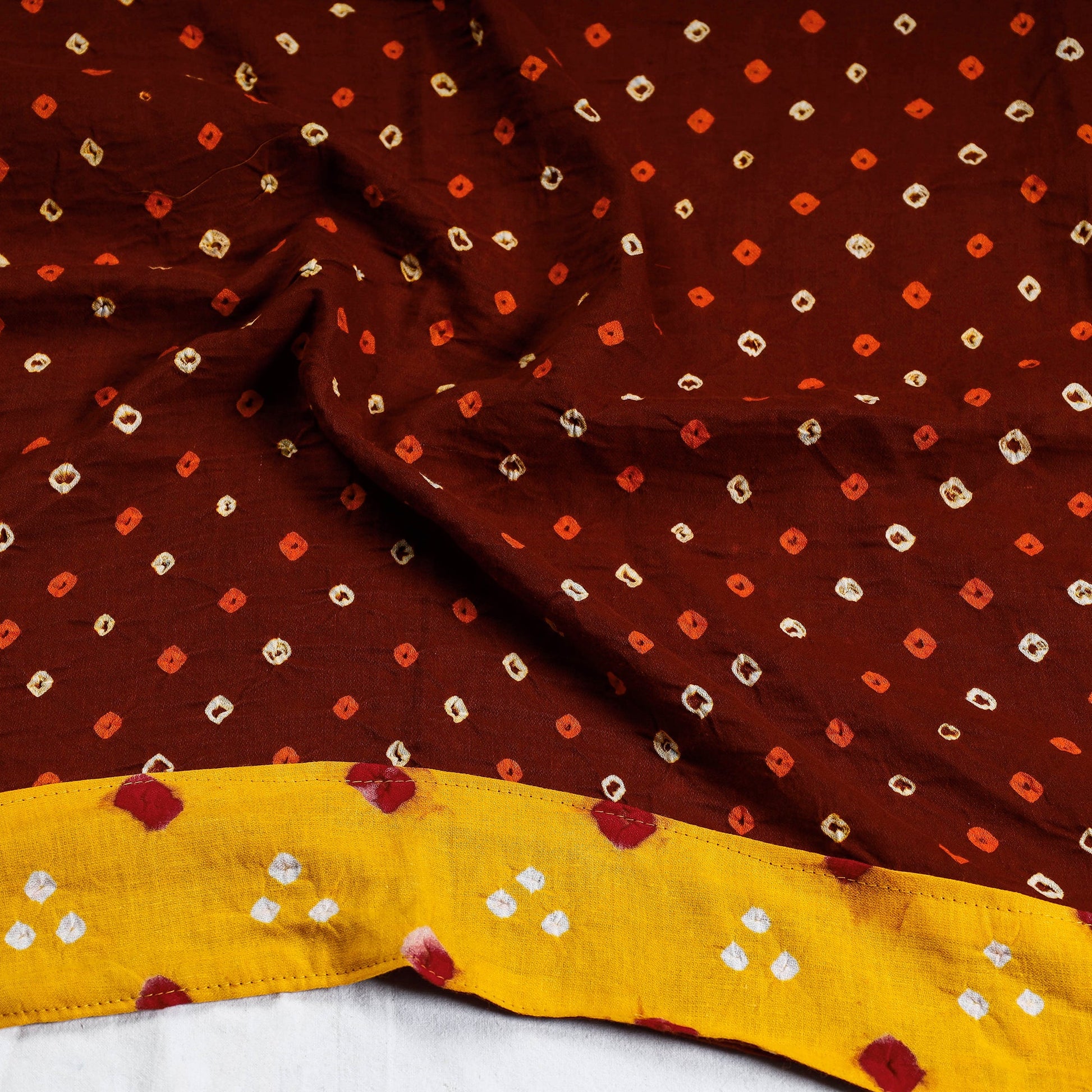 Brown - Rangoli Bandhani Tie-Dye Cotton Blouse Piece