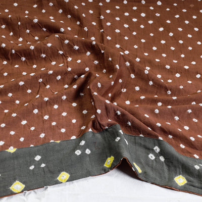Brown - Bandhani Tie-Dye Cotton Blouse Piece