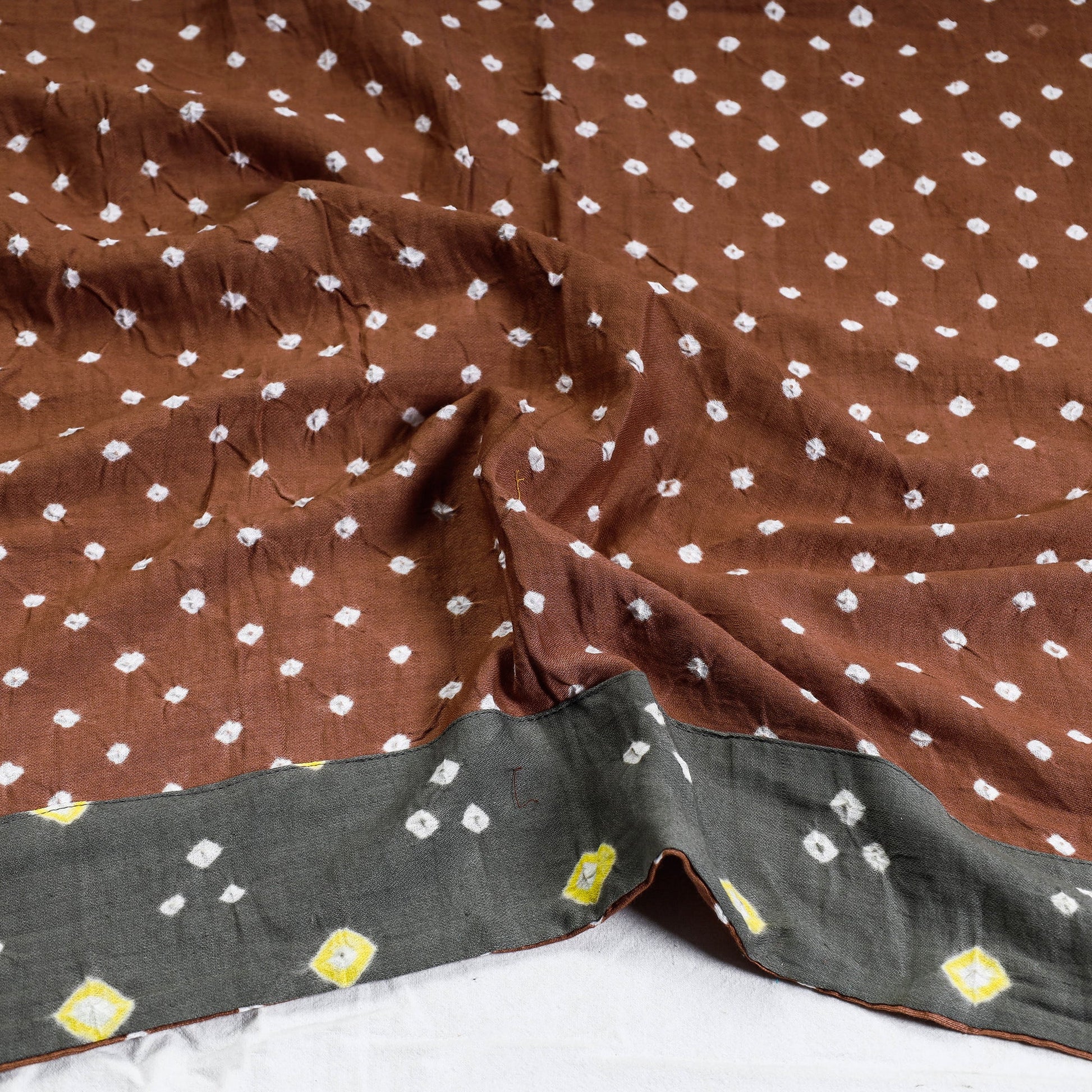 Brown - Bandhani Tie-Dye Cotton Blouse Piece