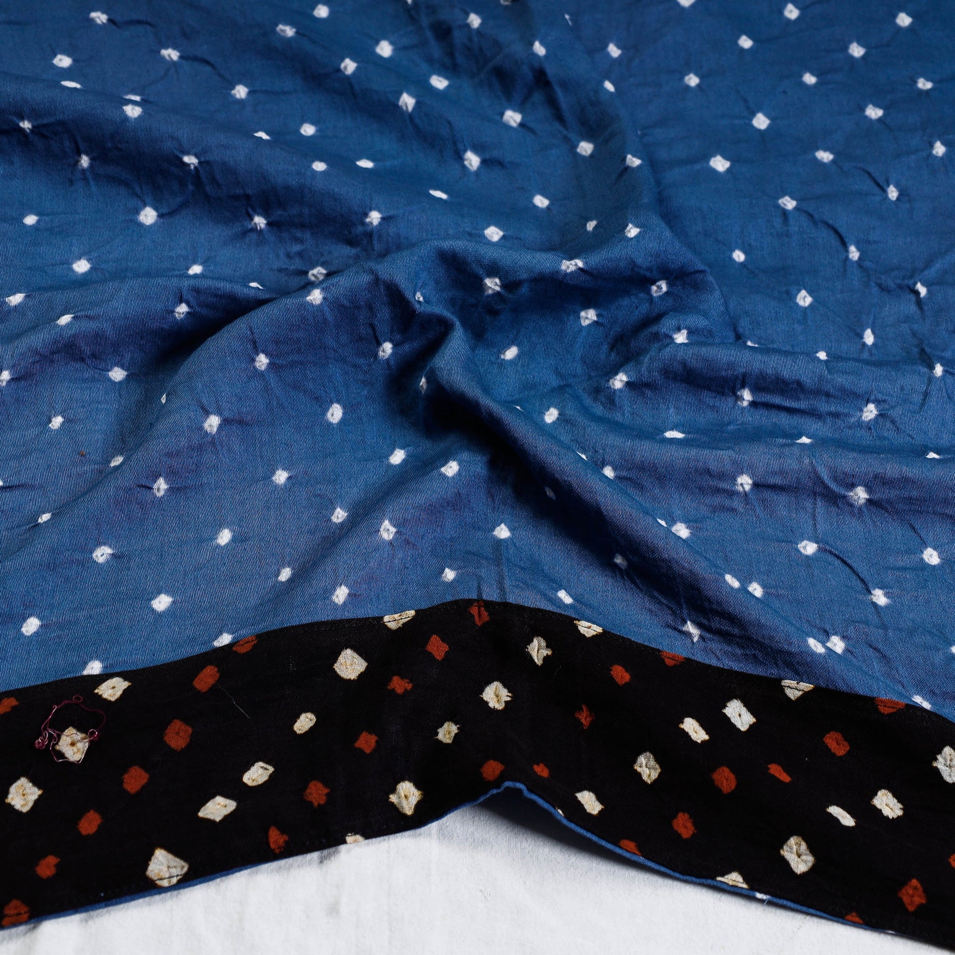 Blue - Bandhani Tie-Dye Cotton Blouse Piece