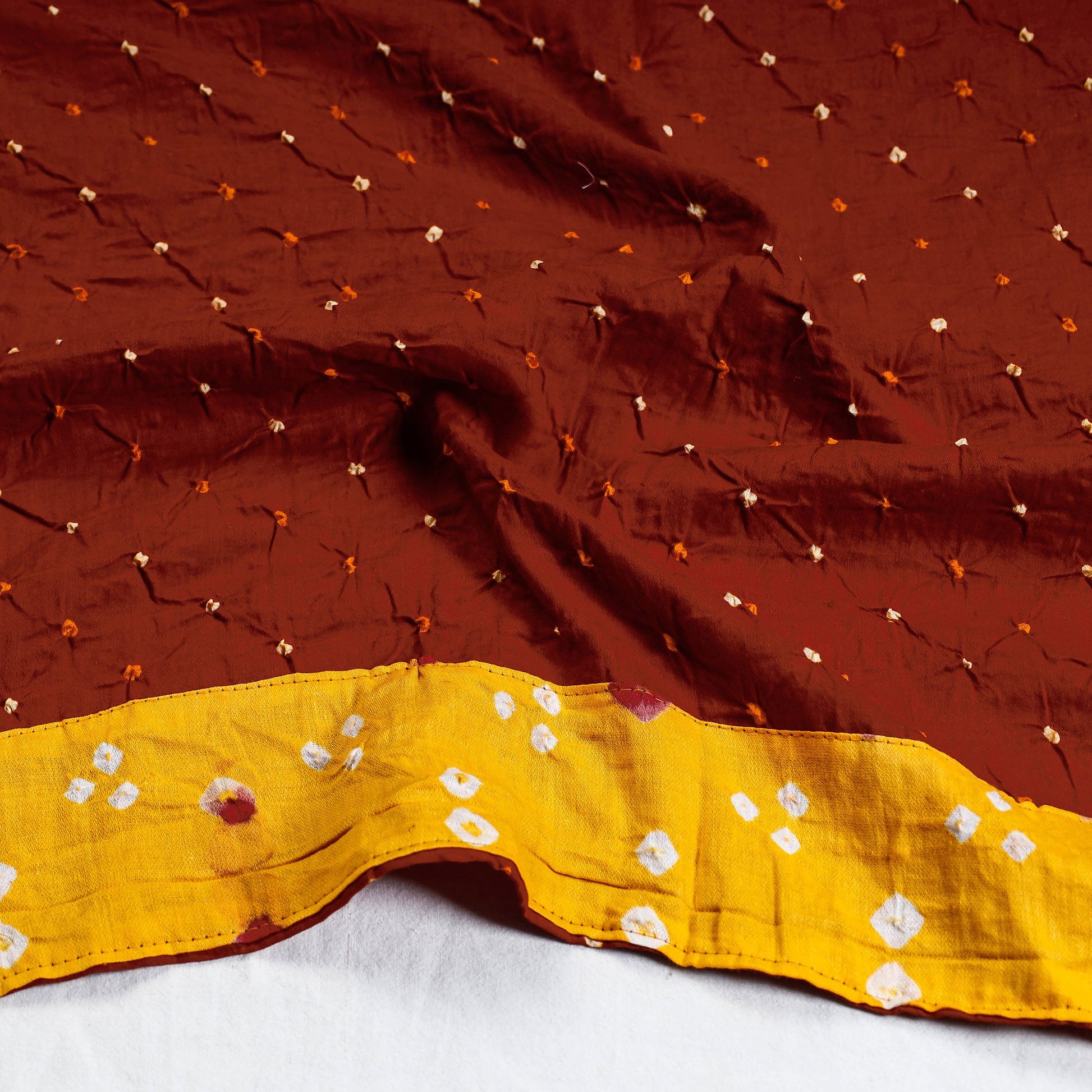 Brown - Rangoli Bandhani Tie-Dye Cotton Blouse Piece