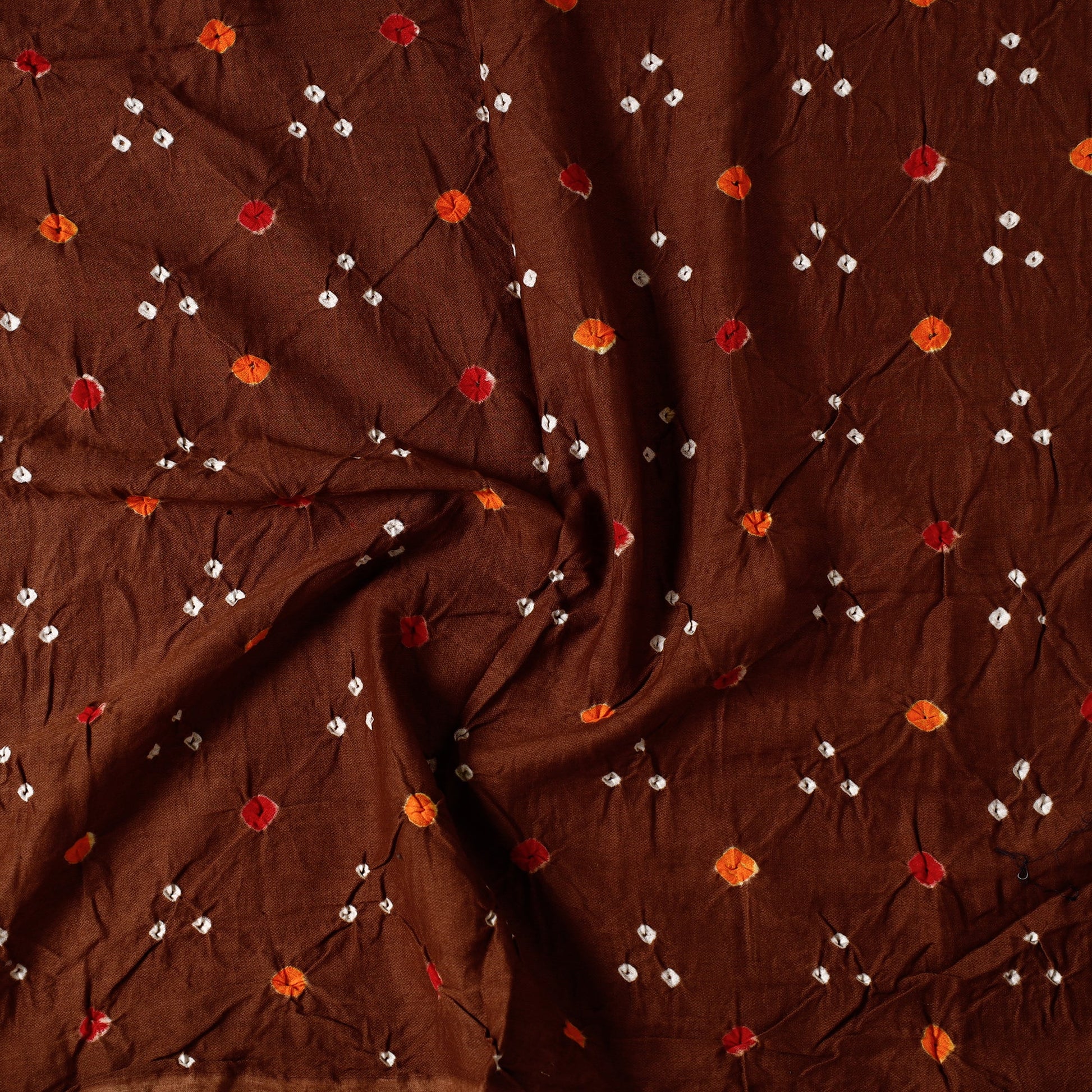 Brown - Kutch Bandhani Tie-Dye Cotton Precut Fabric (0.8 meter) 16