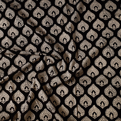 Black - Bagru Dabu Block Printed Cotton Precut Fabric (0.7 meter) 43