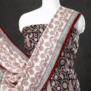 Black - 3pc Natural Dyed Cotton Bagh Print Suit Material Set 42