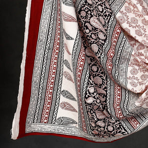 Black - 3pc Natural Dyed Cotton Bagh Print Suit Material Set 42