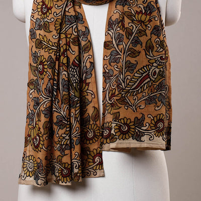 Brown - Handpainted Kalamkari Cotton Stole
