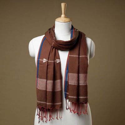 Brown - Bengal Jamdani Buti Handloom Cotton Stole