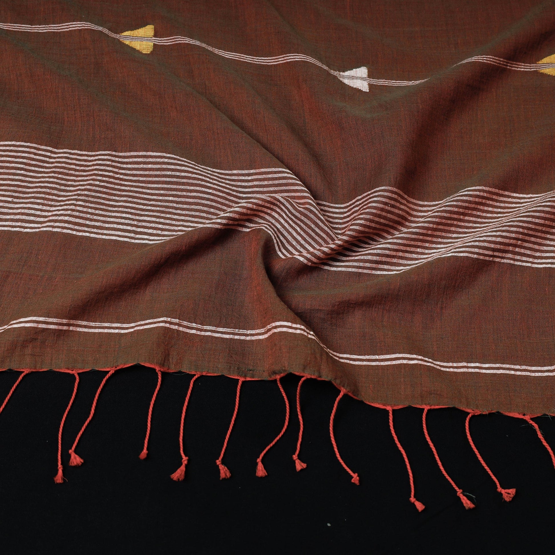 Brown - Bengal Jamdani Buti Handloom Cotton Stole