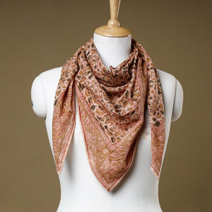 Beige - Original Pedana Kalamkari Block Printed Cotton Scarf