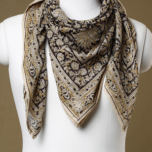 Black - Original Pedana Kalamkari Block Printed Cotton Scarf