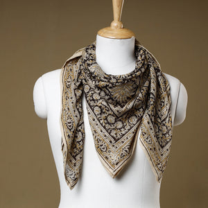 Black - Original Pedana Kalamkari Block Printed Cotton Scarf