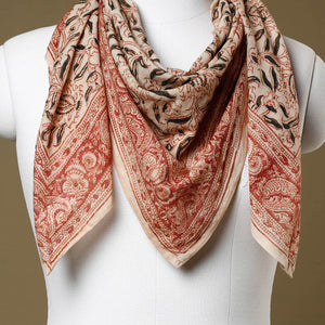 Beige - Original Pedana Kalamkari Block Printed Cotton Scarf