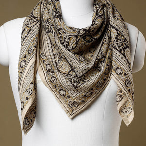 Black - Original Pedana Kalamkari Block Printed Cotton Scarf