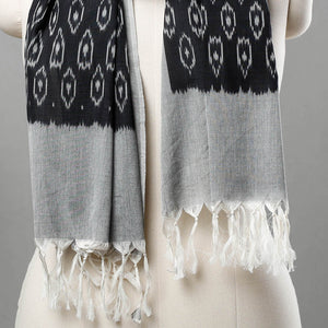 Black - Handloom Mul Cotton Pochampally Ikat Stole
