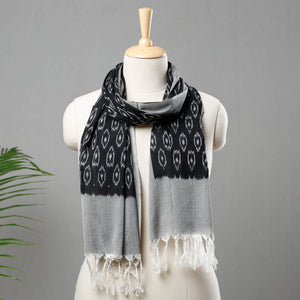 Black - Handloom Mul Cotton Pochampally Ikat Stole