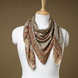 Beige - Original Pedana Kalamkari Block Printed Cotton Scarf
