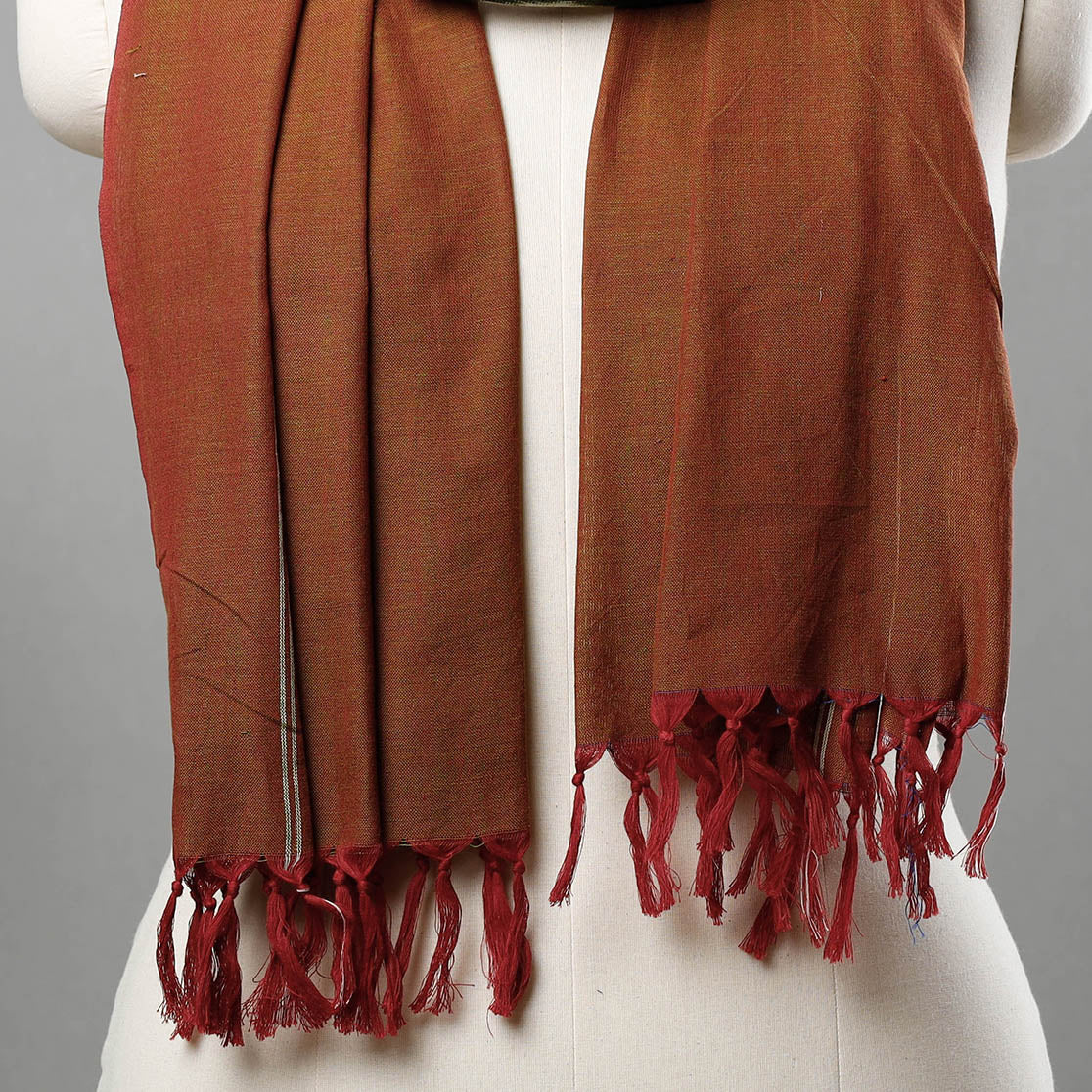 Brown - Handloom Cotton Pochampally Ikat Stole
