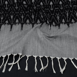 Black - Handloom Mercerized Cotton Pochampally Ikat Stole