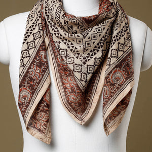 Beige - Original Pedana Kalamkari Block Printed Cotton Scarf