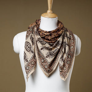 Black - Original Pedana Kalamkari Block Printed Cotton Scarf