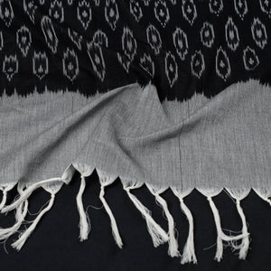 Black - Handloom Mul Cotton Pochampally Ikat Stole