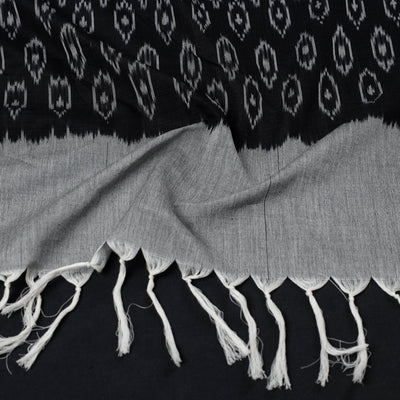 Black - Handloom Mul Cotton Pochampally Ikat Stole