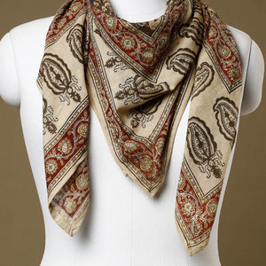 Brown - Original Pedana Kalamkari Block Printed Cotton Scarf