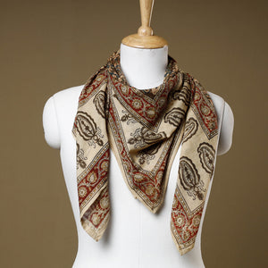 Brown - Original Pedana Kalamkari Block Printed Cotton Scarf