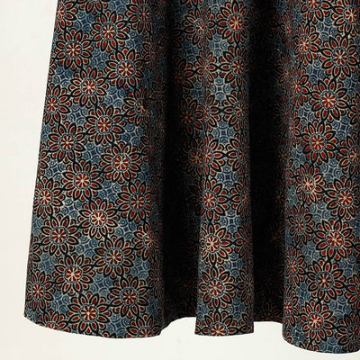 Blue - Ajrakh Block Printed Cotton Wrap Around Skirt
