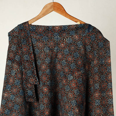 Blue - Ajrakh Block Printed Cotton Wrap Around Skirt