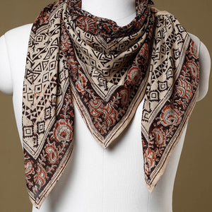 Black - Original Pedana Kalamkari Block Printed Cotton Scarf