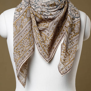 Beige - Original Pedana Kalamkari Block Printed Cotton Scarf