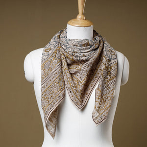 Beige - Original Pedana Kalamkari Block Printed Cotton Scarf
